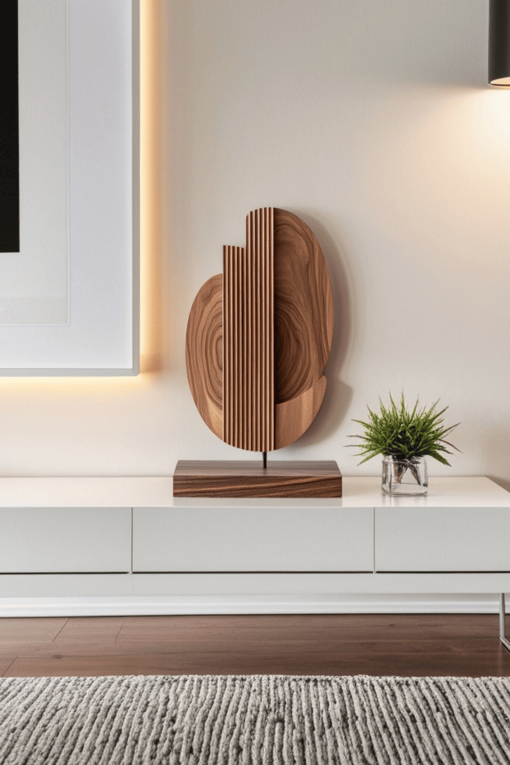 Modern Minimalist Abstract Wood Sculpture Hand Carved Wooden Sculpture
