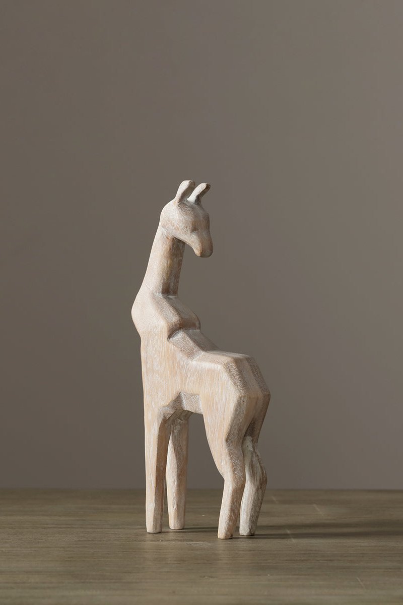 Giraffe Wood Carving Hand Carving Wooden Art  Wood Sculpture Animal Crafts Wooden Giraffe Statue