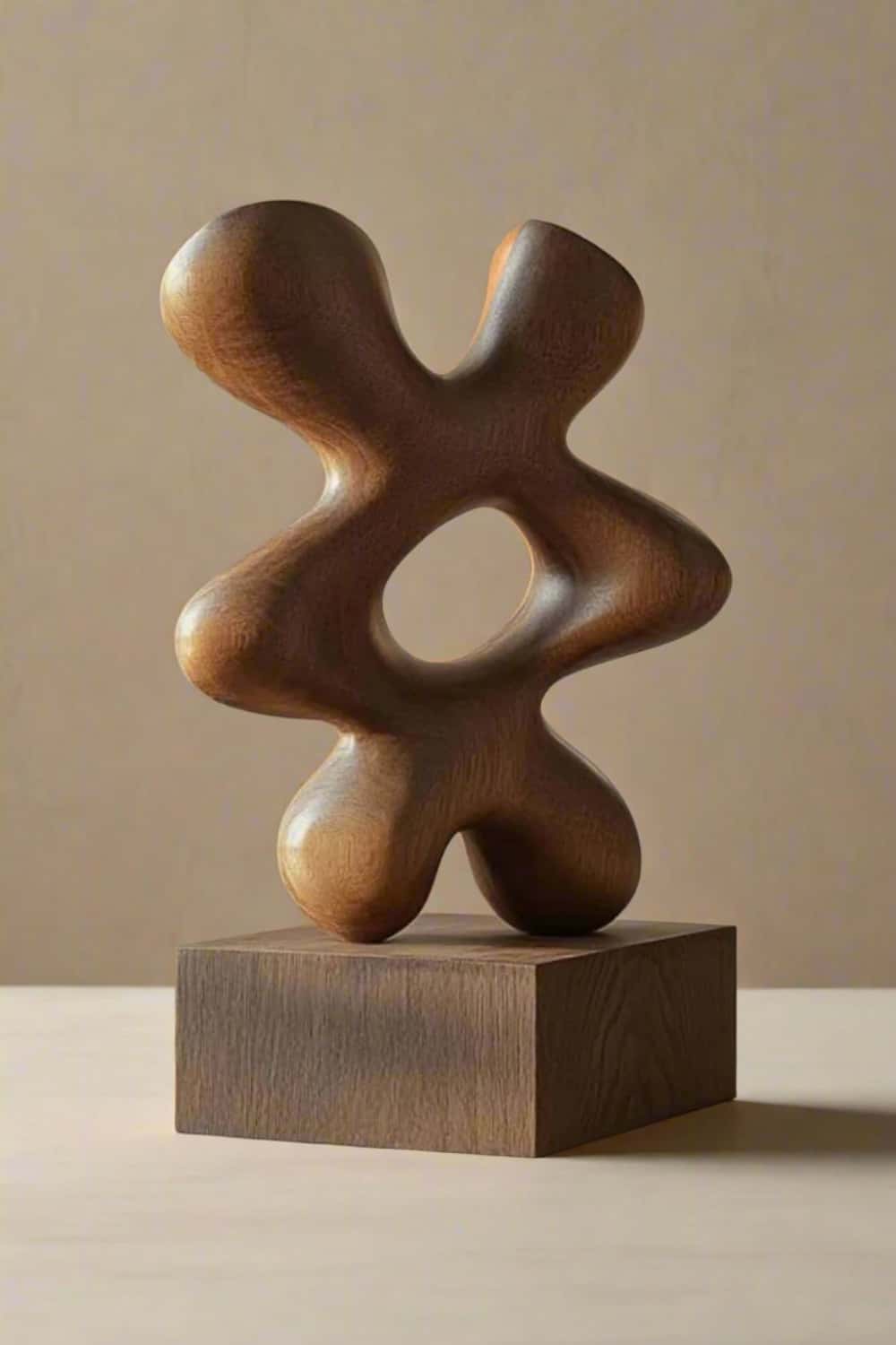 Modern Hand Carved Abstract Wood Sculpture Carving Wooden Sculpture Art
