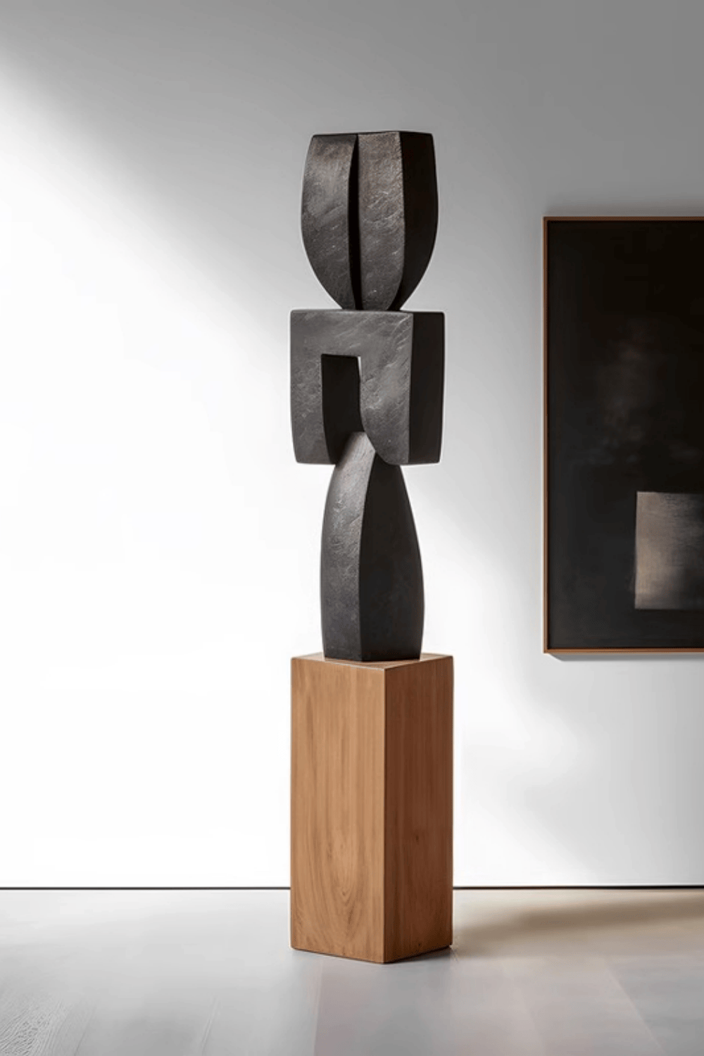 Large Geometric Abstract Wood Sculpture For Sale Large Wooden Statues Wooden Sculpture