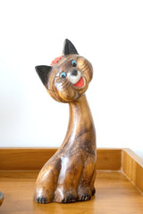 Cat Wood Carving Hand Carving Wooden Art  Wood Sculpture Animal Crafts Wooden Cat Statue