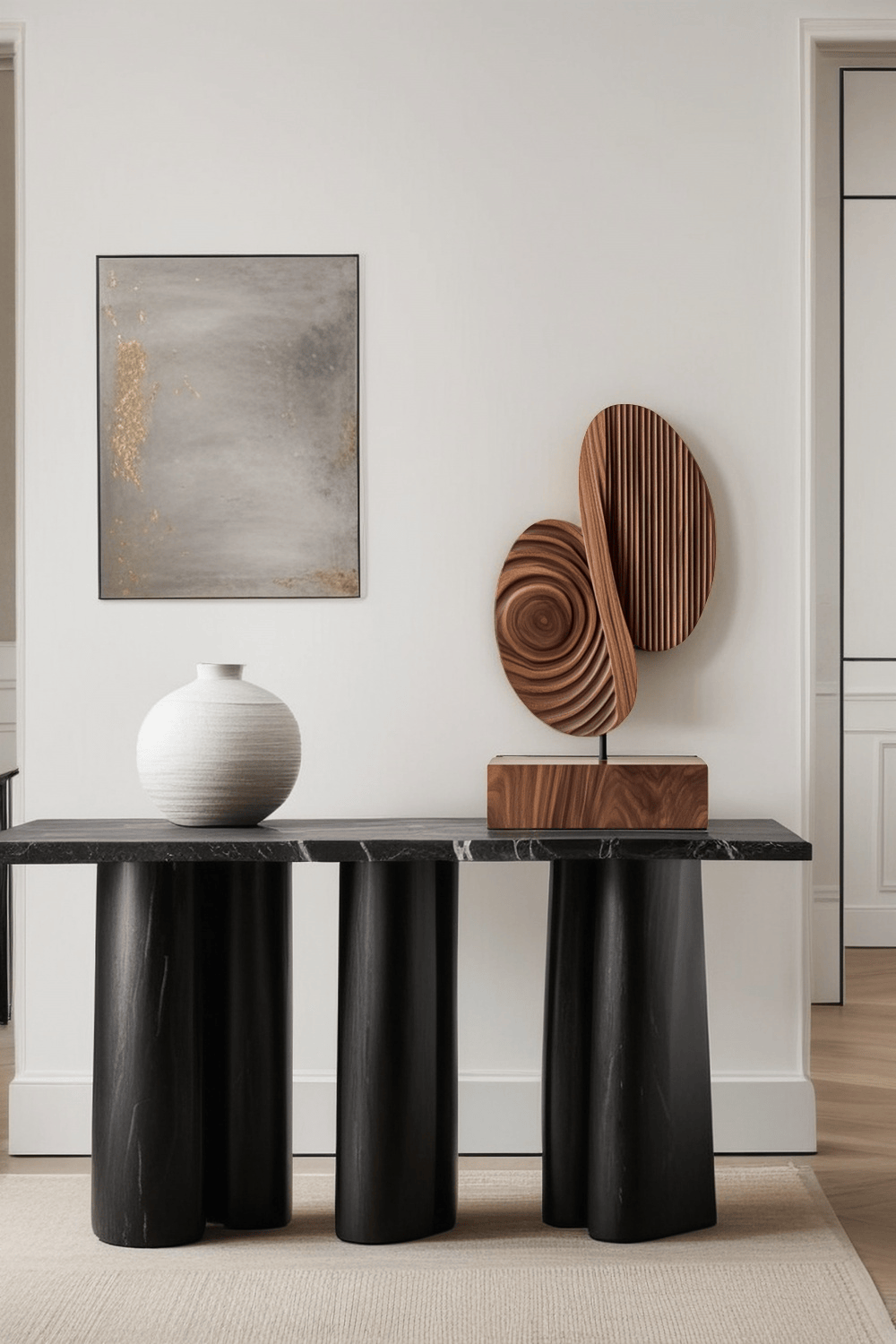 Modern Minimalist Abstract Wood Sculpture Hand Carved Wooden Sculpture