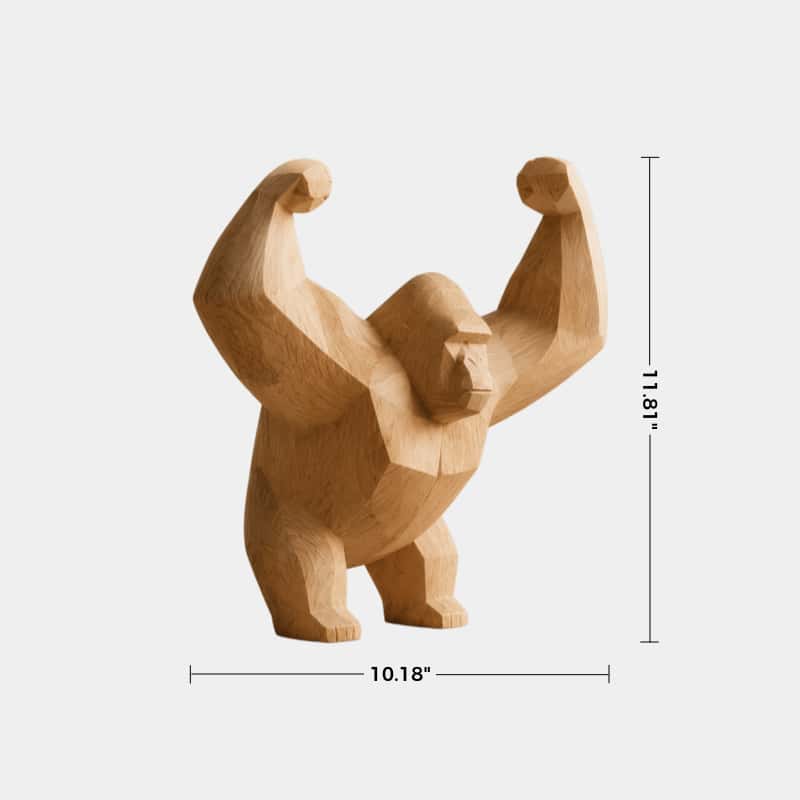 Hand-Carved Wooden Gorilla Sculpture Abstract Animal Art For Modern Home Decor