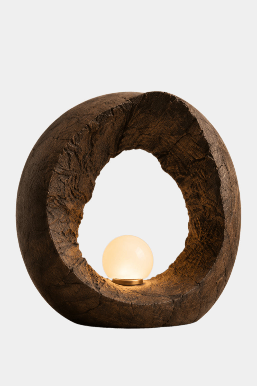 Handcrafted Wooden Table Lamp With Abstract Ring Shape For Modern Home Decor