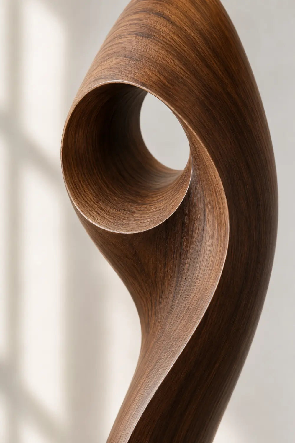 Modern Sculptural Floor Lamp In Natural Walnut Finish For Minimalist Interior Design Spaces