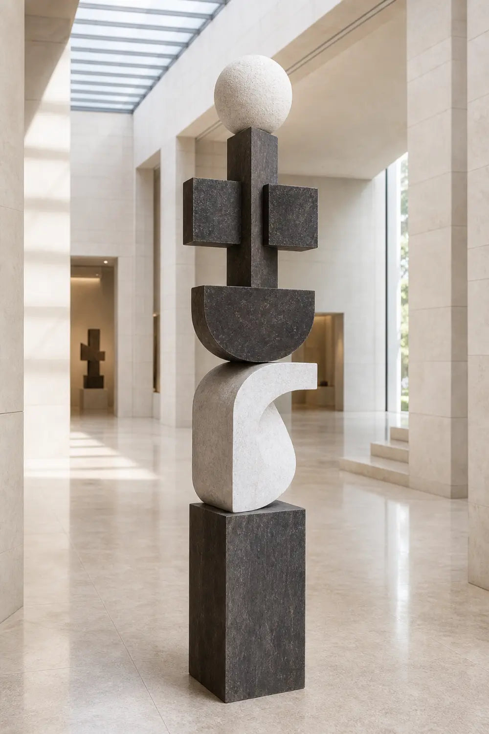 Large Hand-Carved Abstract Wood Sculpture For Modern Living Room Decor