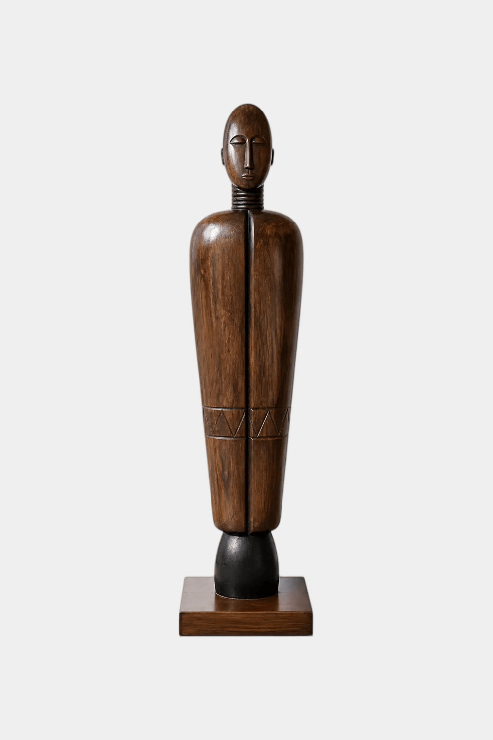 Large Freestanding Wooden Statue Vertical Abstract Human Form Art Piece For Lobby