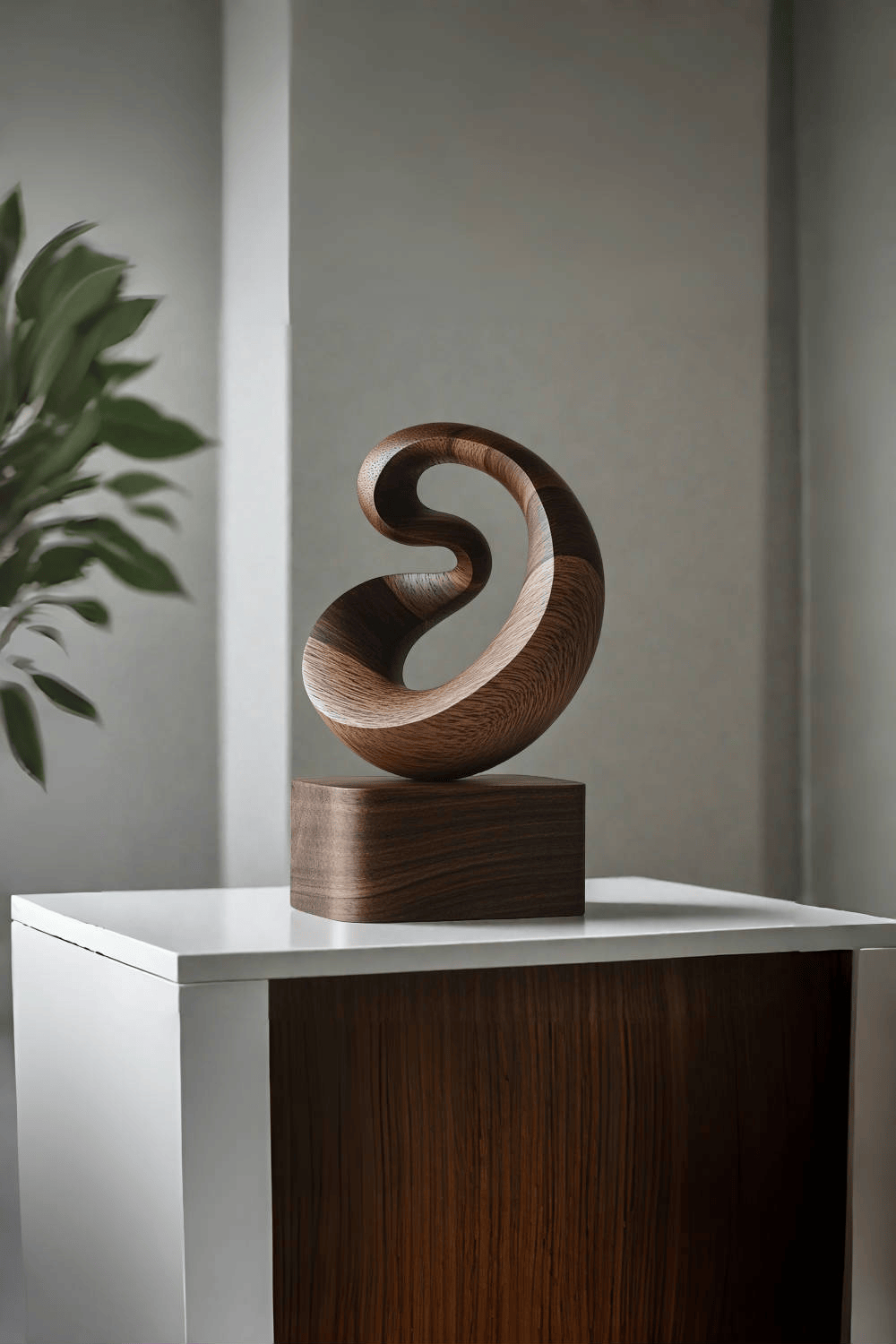 Modern Abstract Wooden Carving Hand Carved Wooden Sculpture Wood Art