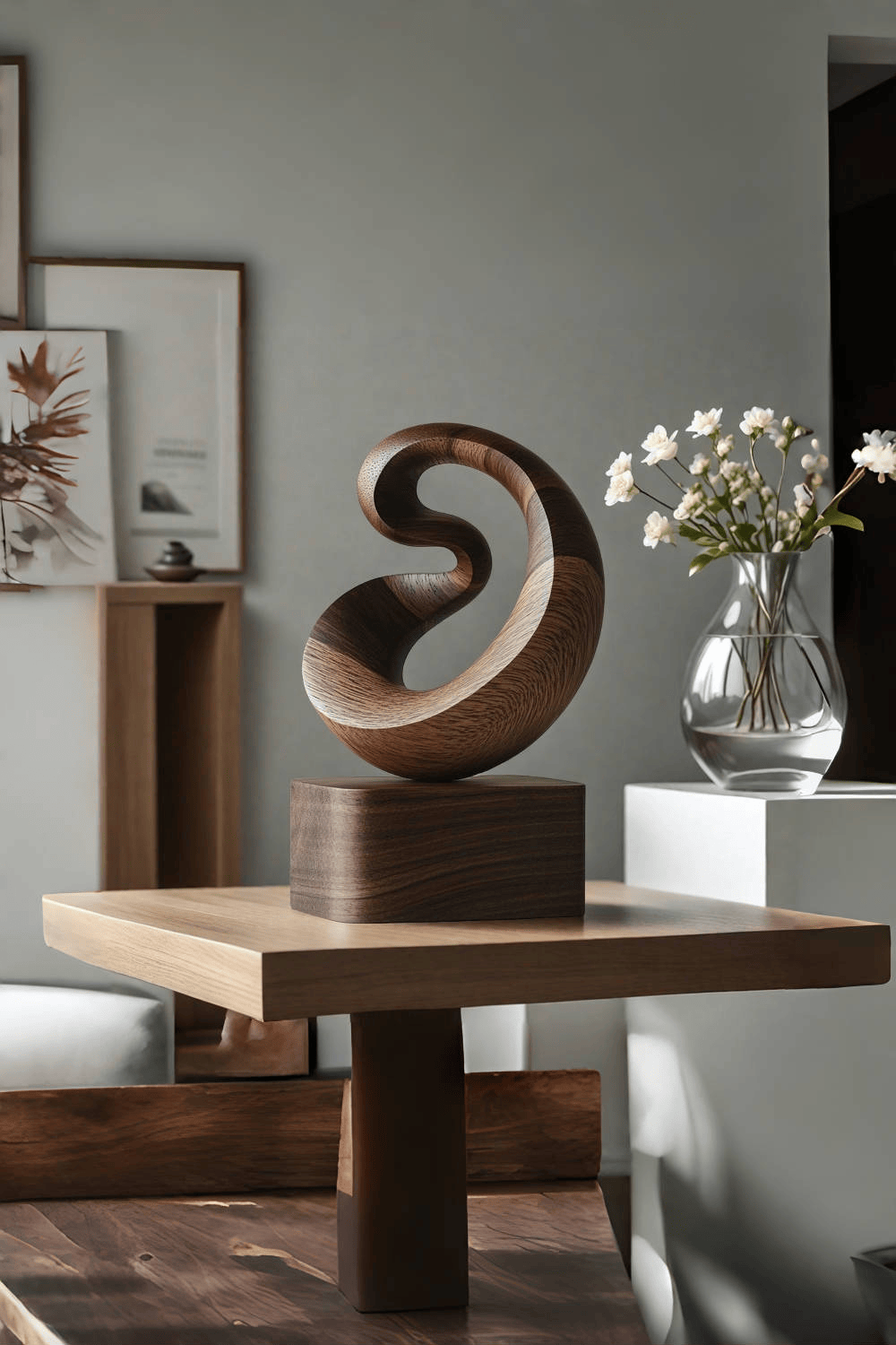 Modern Abstract Wooden Carving Hand Carved Wooden Sculpture Wood Art