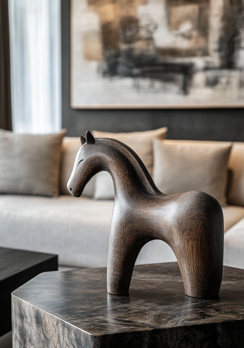 Wooden Horse Sculpture Animal Wood Carving Hand Carving Wooden Art Animal Wood Sculpture Animal Crafts