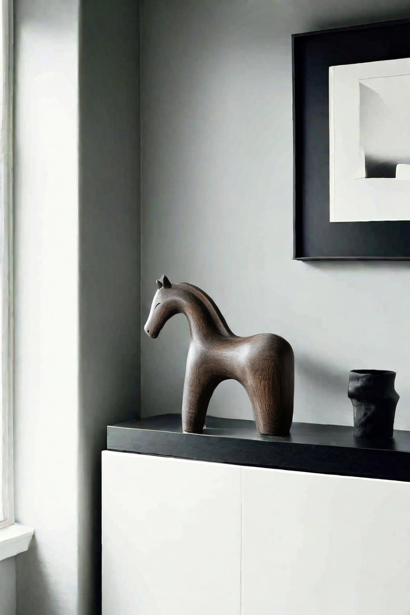 Wooden Horse Sculpture Animal Wood Carving Hand Carving Wooden Art Animal Wood Sculpture Animal Crafts