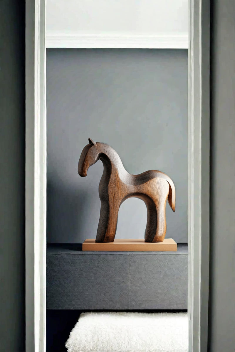 Wooden Horse Sculpture Animal Wood Carving Hand Carving Wooden Art Animal Wood Sculpture Animal Crafts