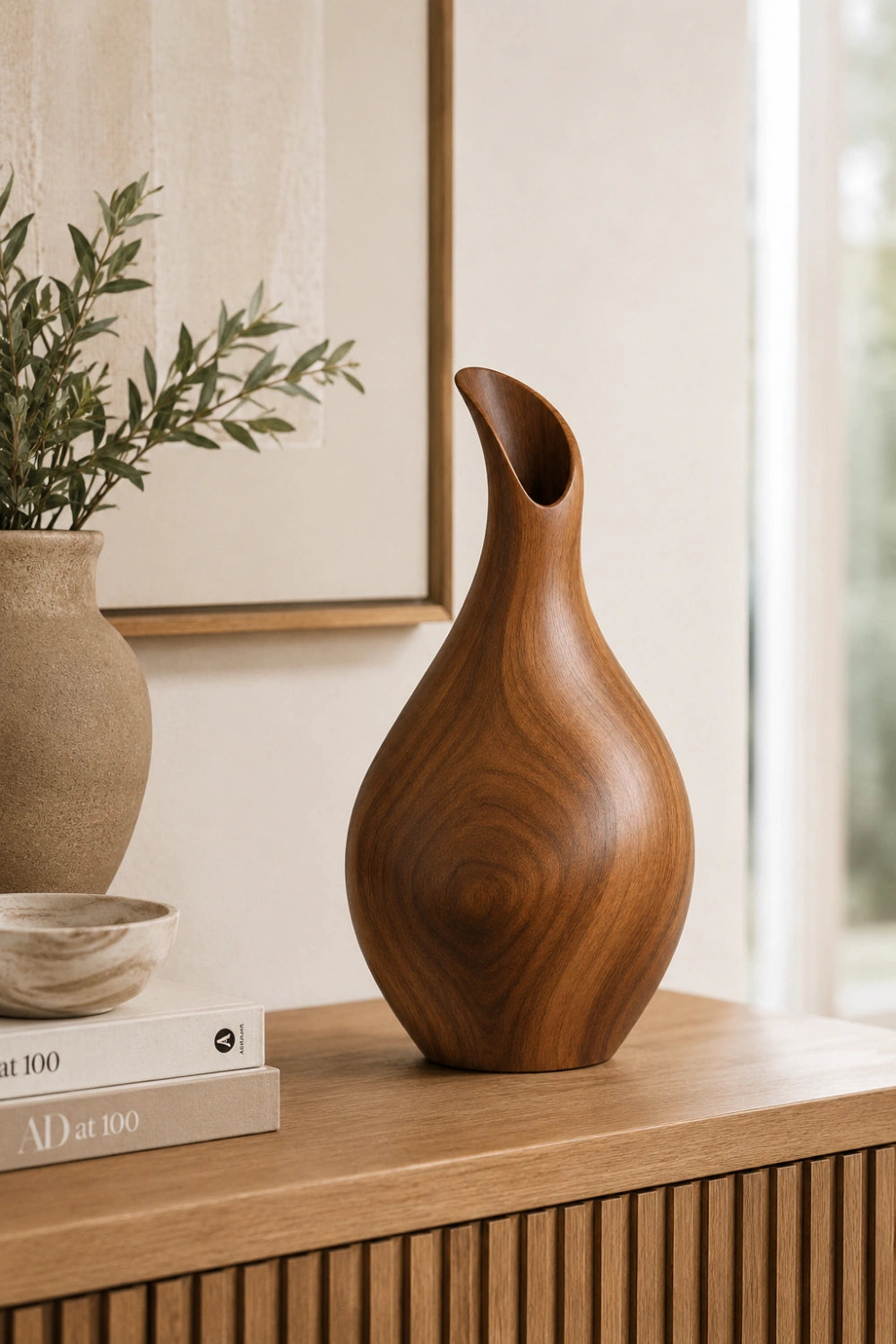 Handmade Abstract Wooden Vase For Modern Minimalist Home Decor And Gift Ideas