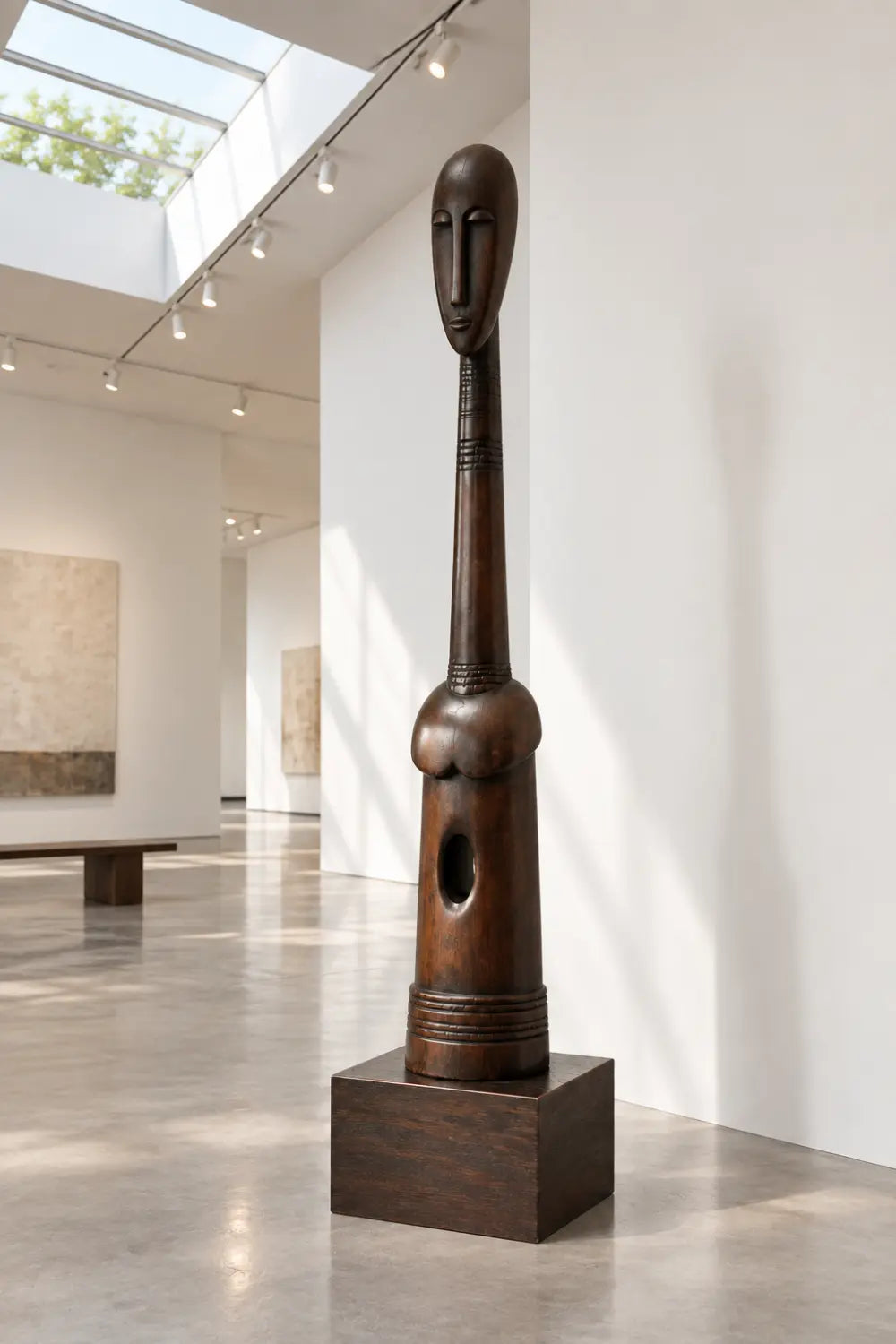 Hand-Carved African Tribal Floor Wooden Sculpture For Modern Home Decor