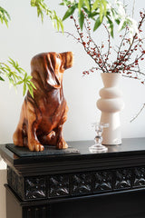 Dog Wood Carving Hand Carving Wooden Art  Wood Sculpture Animal Crafts Wooden Puppy Statue