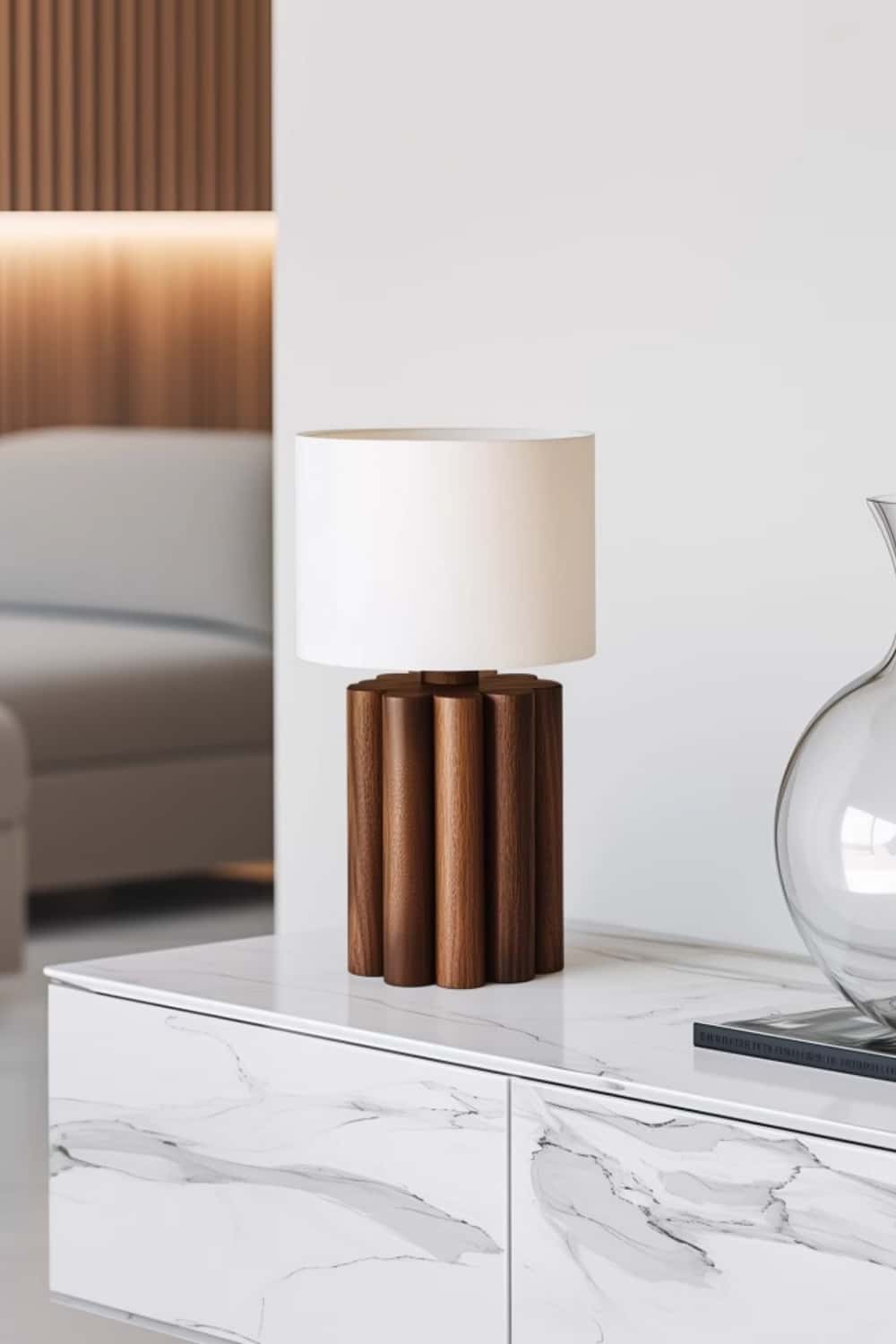 Abstract Wooden Lamp Wood Art Table Lighting Sculptural Wood Table Lamp