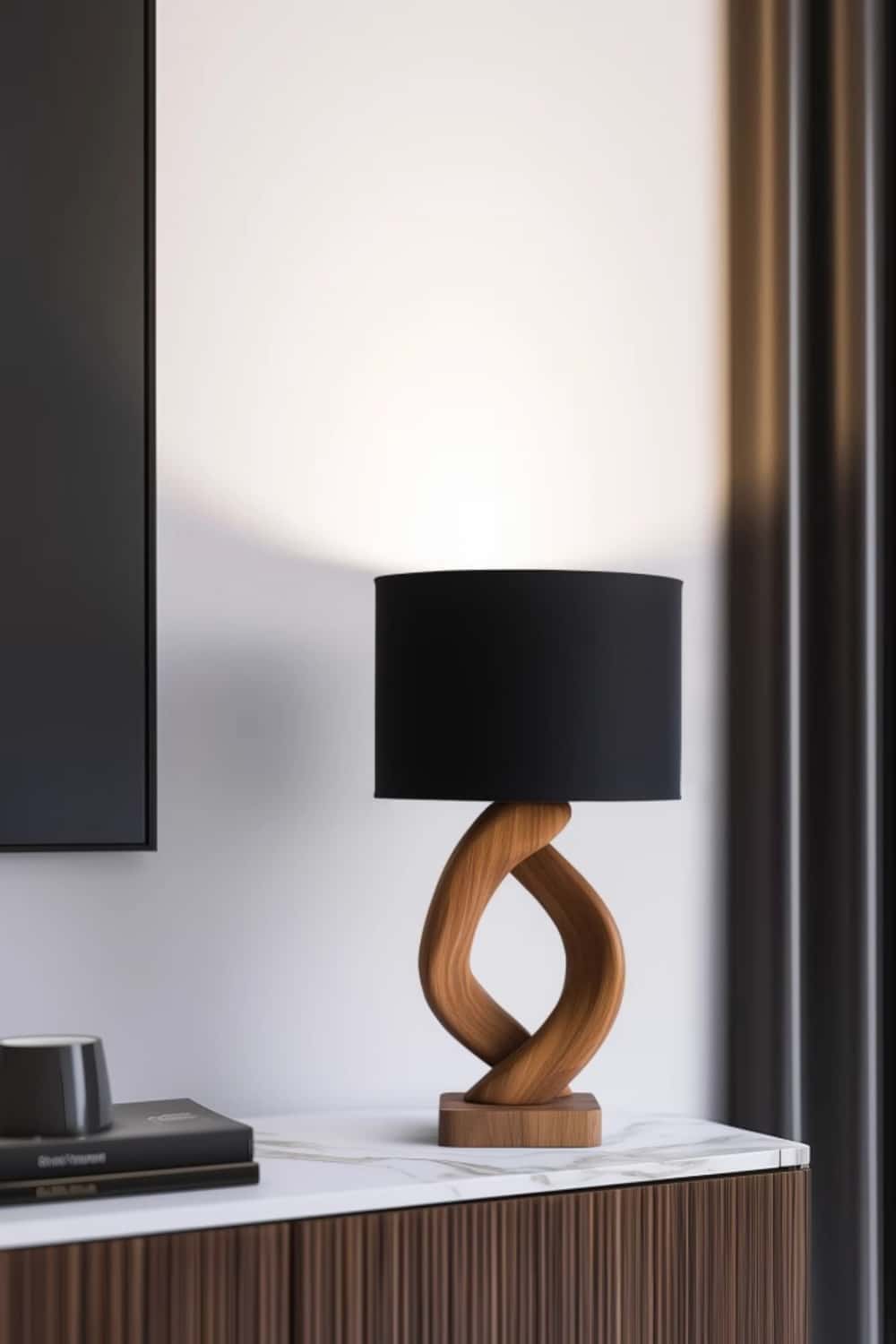 Handcrafted Wood Desk Lamp Handmade Abstract Wooden Lamp Wood Art Table Lighting