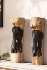 Elephant Wood Carving Hand Carving Wooden Art  Wood Sculpture Animal Crafts Wooden Elephant Statue