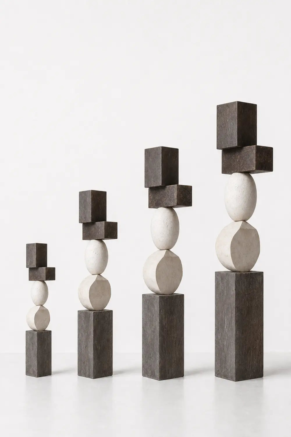 Large Abstract Wooden Sculpture For Modern Living Rooms - Minimalist Floor Art Decor