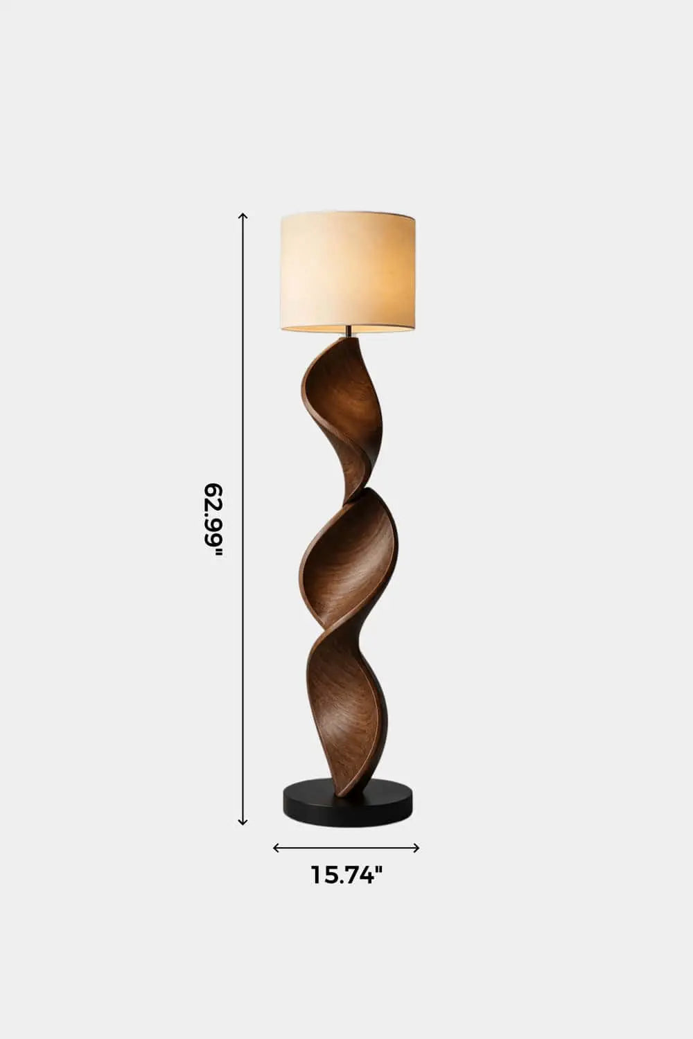 Sculptural Spiral Wood Lamp Handcarved From Premium Walnut For High End Interior Decor