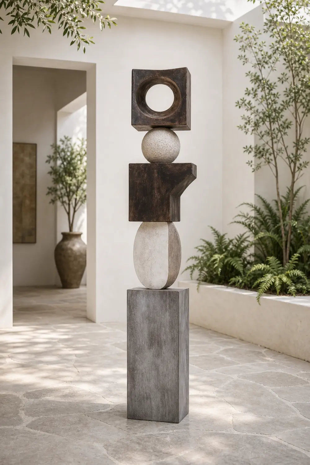 Large Abstract Wooden Floor Sculpture For Modern Minimalist Living Room Decor Handmade