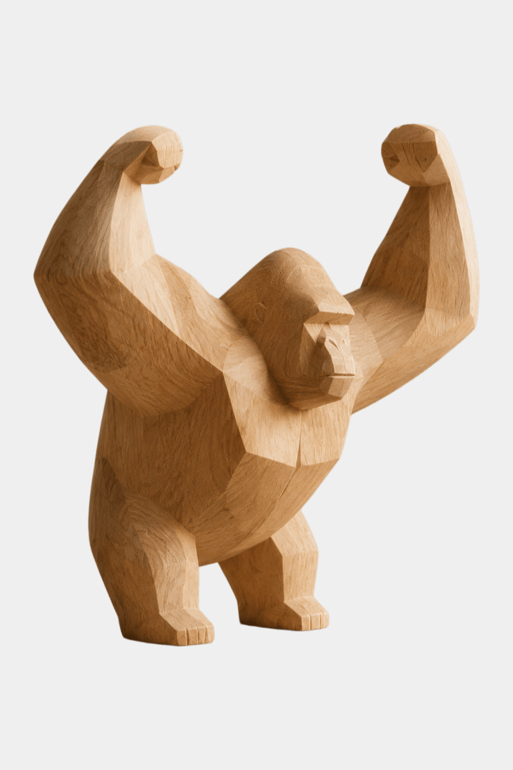 Hand-Carved Wooden Gorilla Sculpture Abstract Animal Art For Modern Home Decor