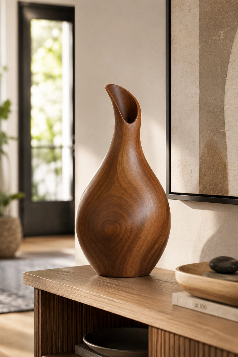 Handmade Abstract Wooden Vase For Modern Minimalist Home Decor And Gift Ideas