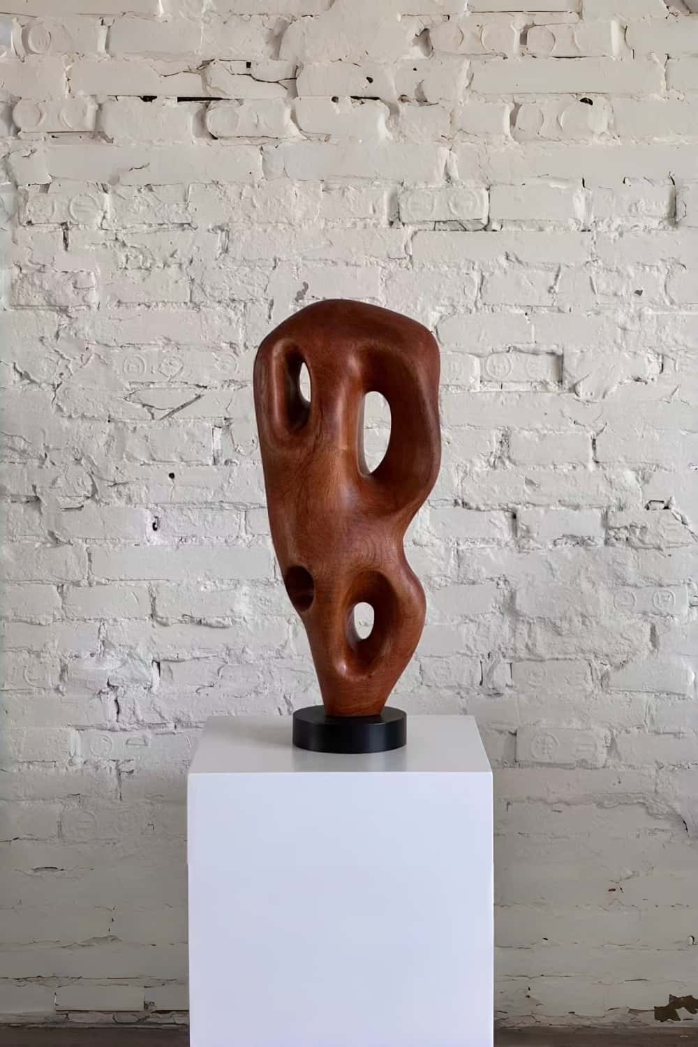 Hand Carved Abstract Wood Sculpture Modern Wooden Art Statue for Home