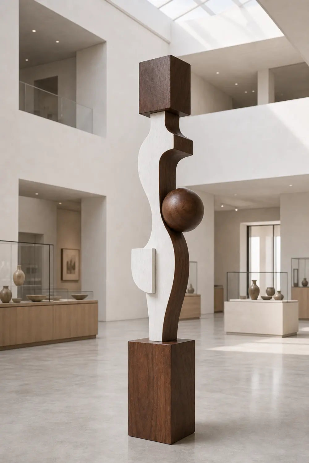 Large Abstract Wood Floor Sculpture Modern Minimalist Home Decor Art Piece