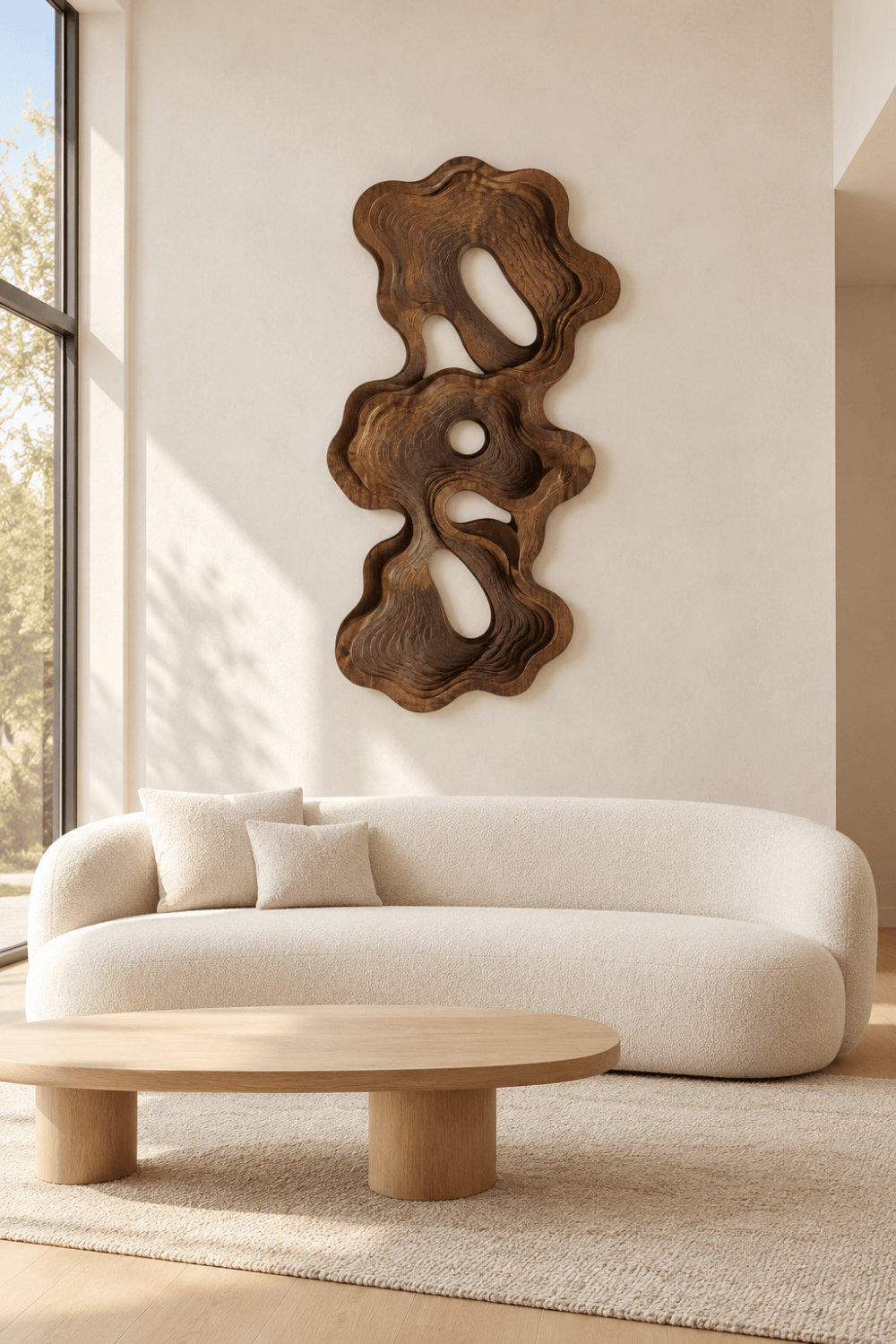 Modern Topographic Layered Wood Wall Art | Carved Abstract Relief Panel