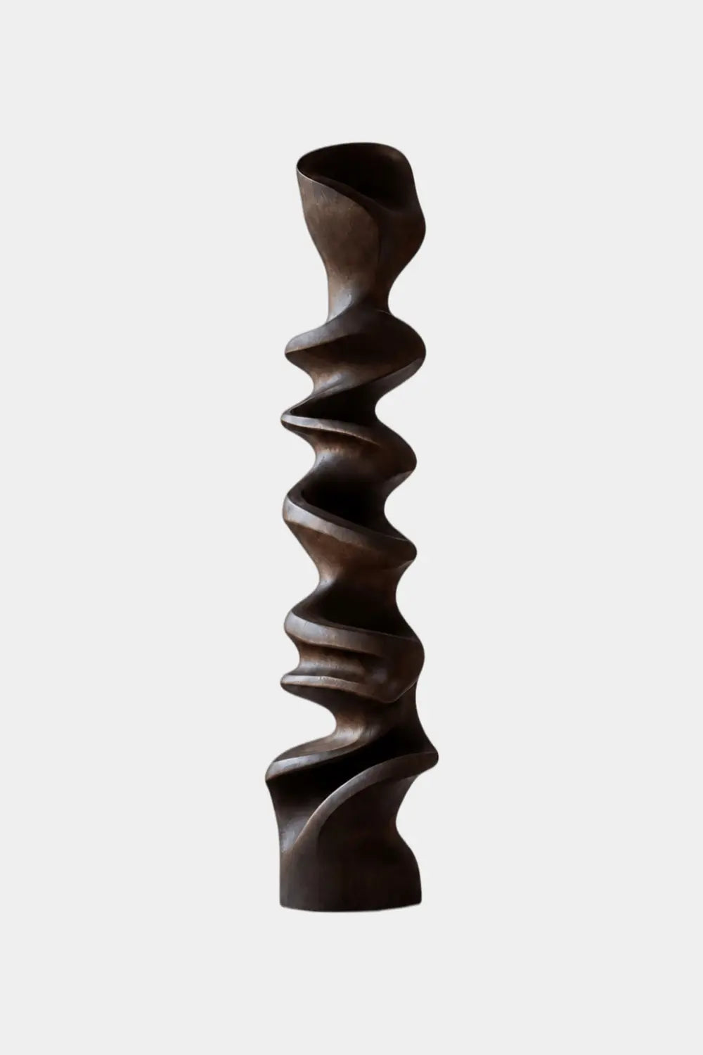Large Abstract Walnut Wood Floor Sculpture Modern Spiral Form