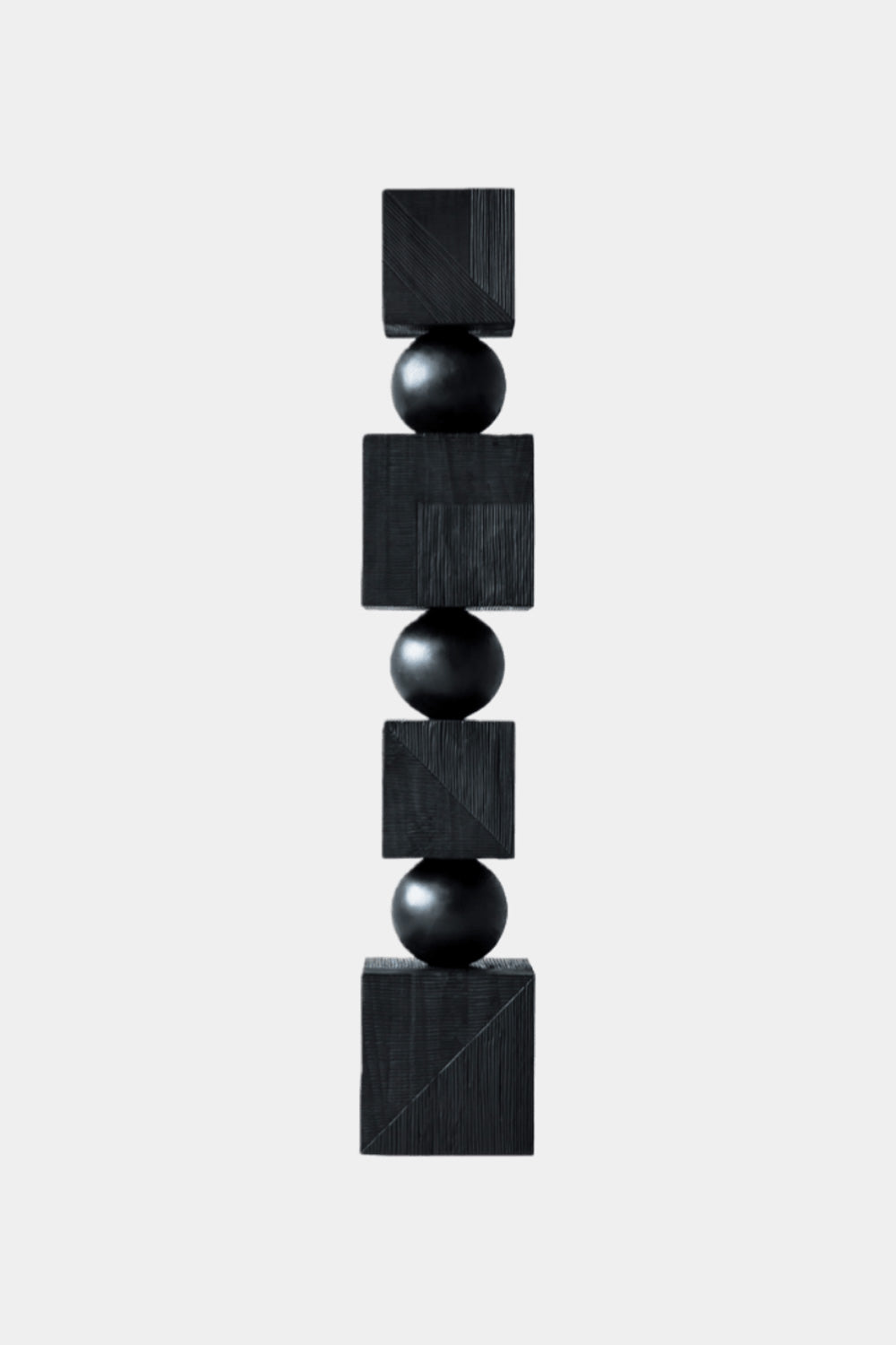 Black Abstract Large Wooden Sculpture Geometric Wood Sculpture Art Decor