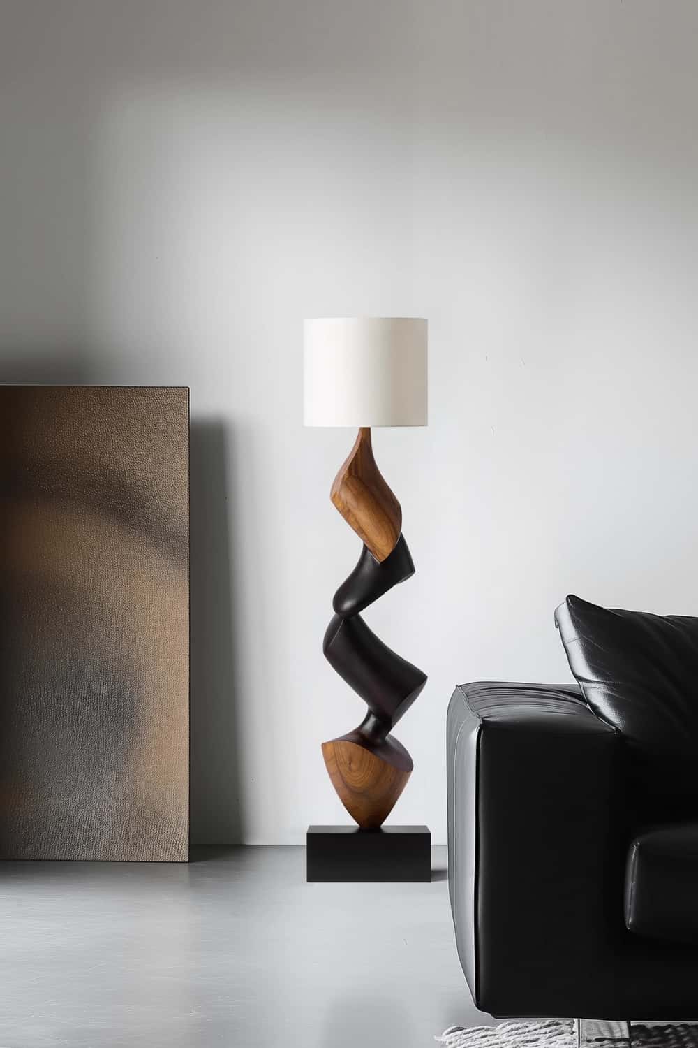 Handcrafted Large Wooden Art Floor Lamp Home Decor Wood Standing Lamp