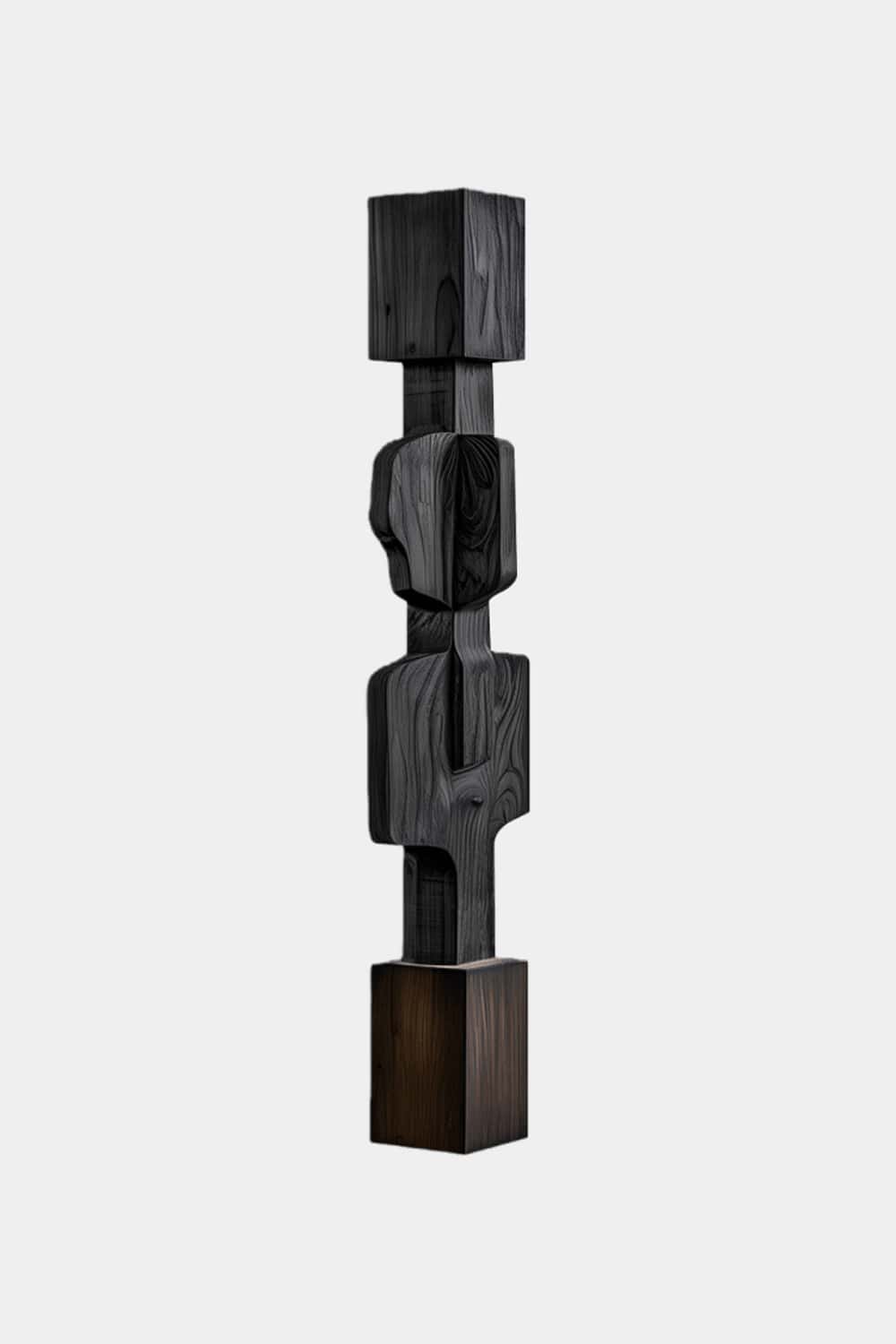 Black Abstract Large Wooden Sculpture Geometric Wood Sculpture Art Decor