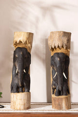 Elephant Wood Carving Hand Carving Wooden Art  Wood Sculpture Animal Crafts Wooden Elephant Statue