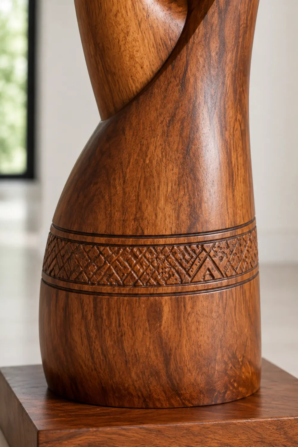 Large Abstract Mother And Child Wooden Sculpture For Modern Home Decor