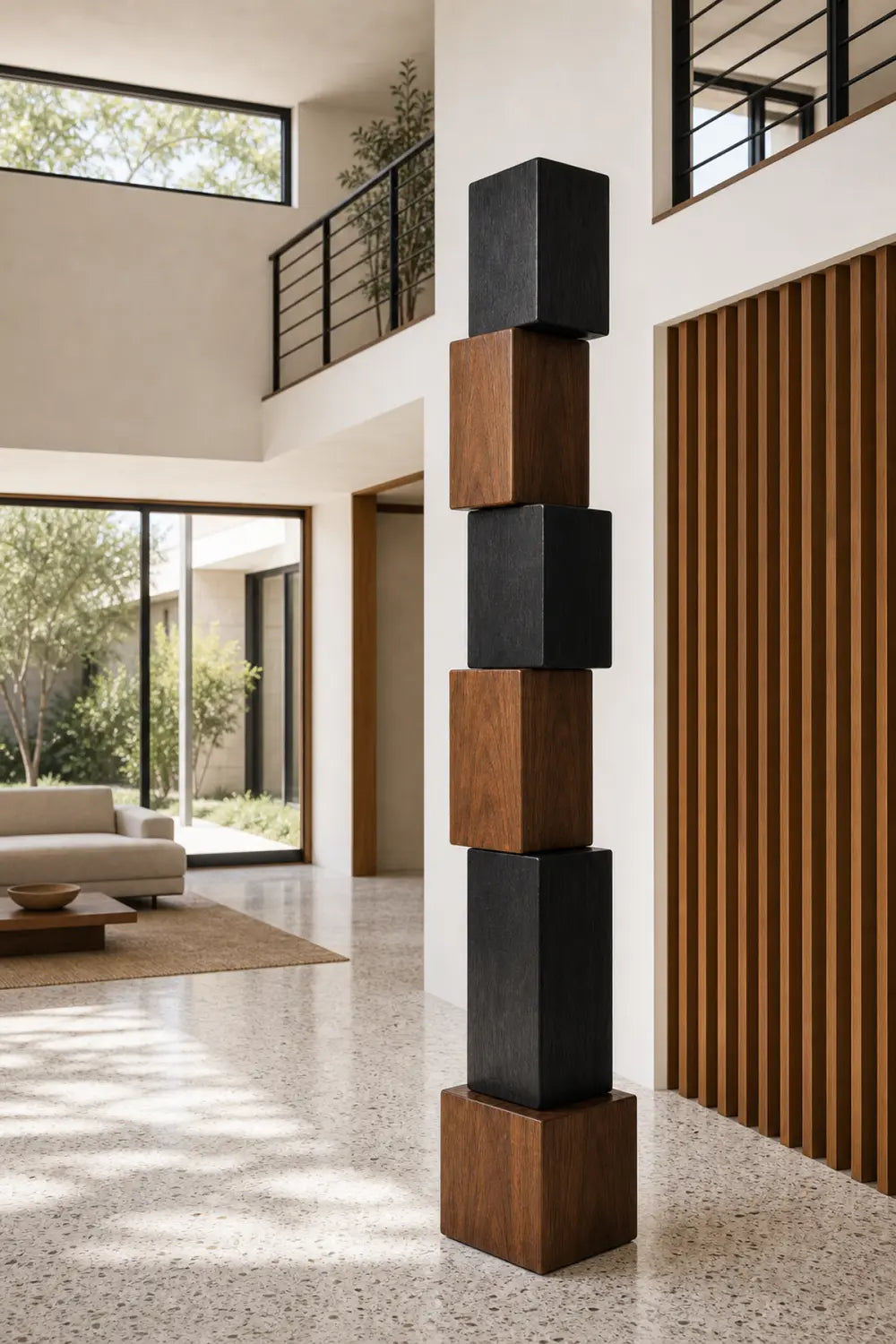Large Abstract Wooden Floor Sculpture Modern Minimalist Home Decor Art Piece For Living Room