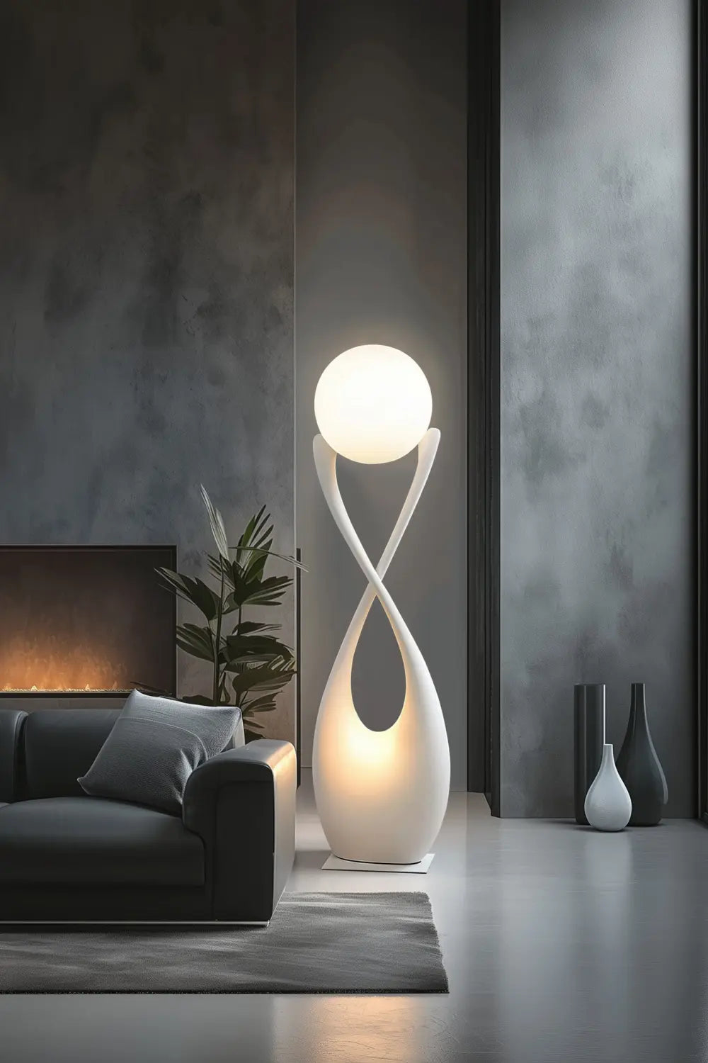 Large Modern Wooden Floor Lamp With Abstract Twist Design For Living Room Decor