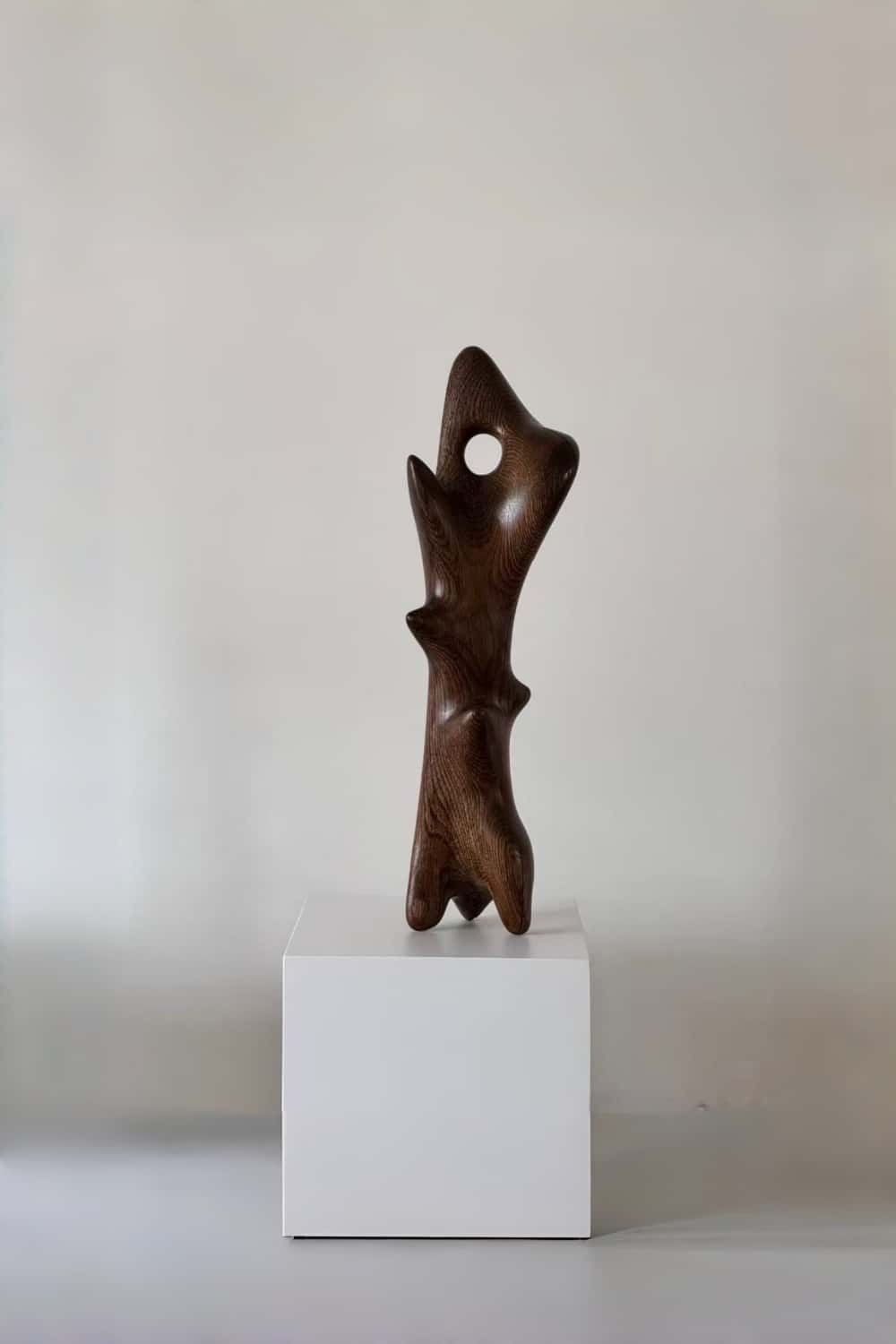 Hand Carved Abstract Wood Sculpture Modern Wooden Art Statue for Home