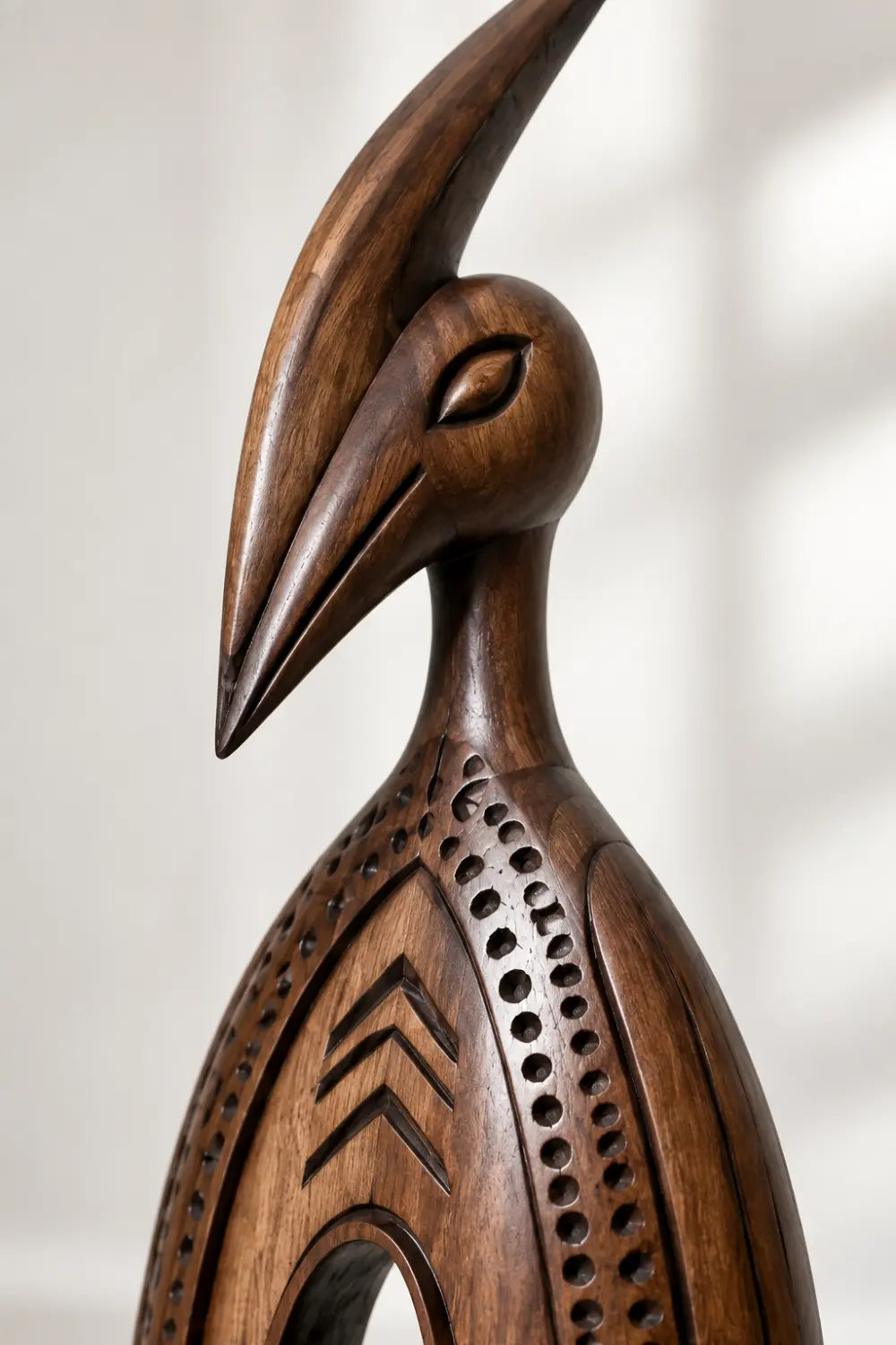 Large Abstract Wooden Bird Statue Modern Floor Sculpture For Home Office