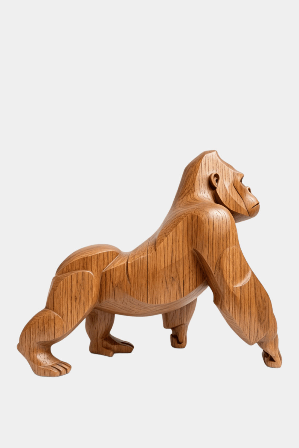 Hand-Carved Wooden Gorilla Sculpture Modern Animal Statue For Home Decor
