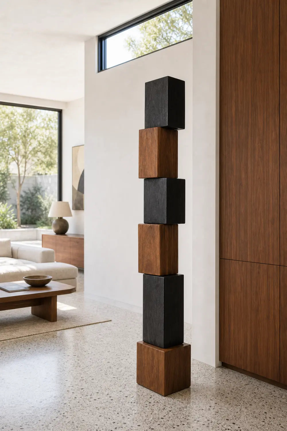 Large Abstract Wooden Floor Sculpture Modern Minimalist Home Decor Art Piece For Living Room