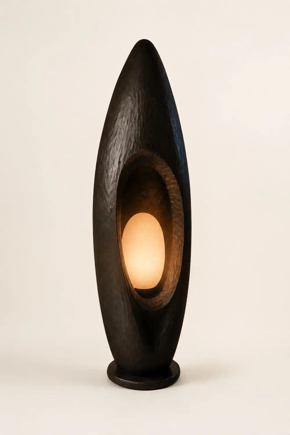 Hand Carved Walnut Floor Lamp Modern Abstract Wood Light Fixture For Living Room Decor