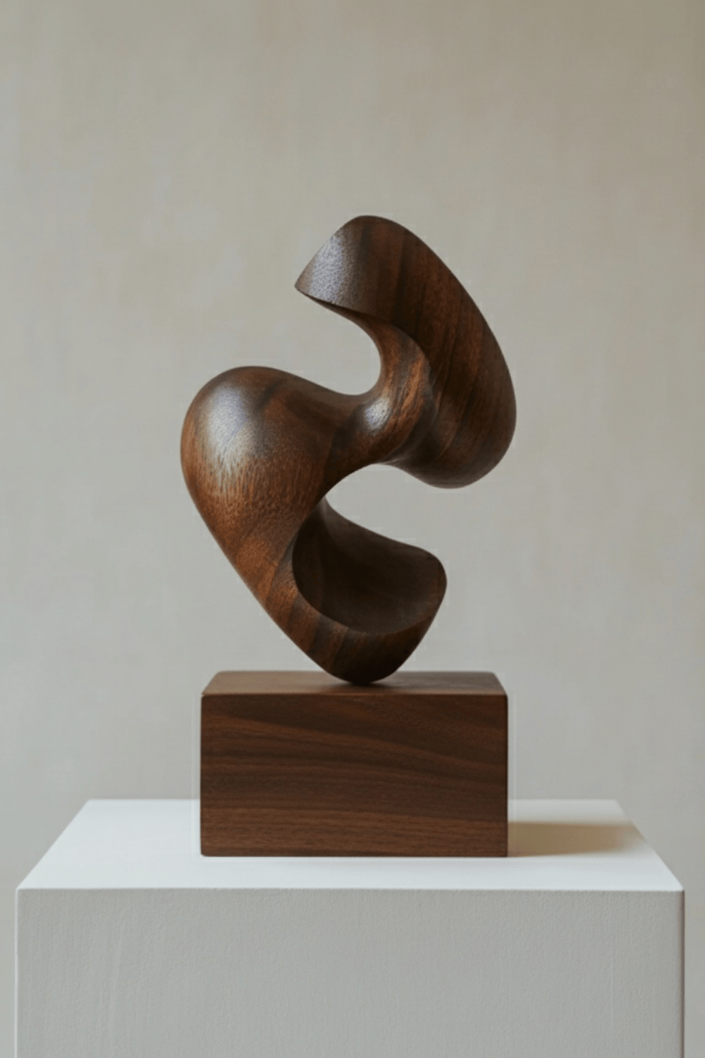 Abstract Wooden Sculpture Modern Hand Carved Minimalist Statue Art Decor