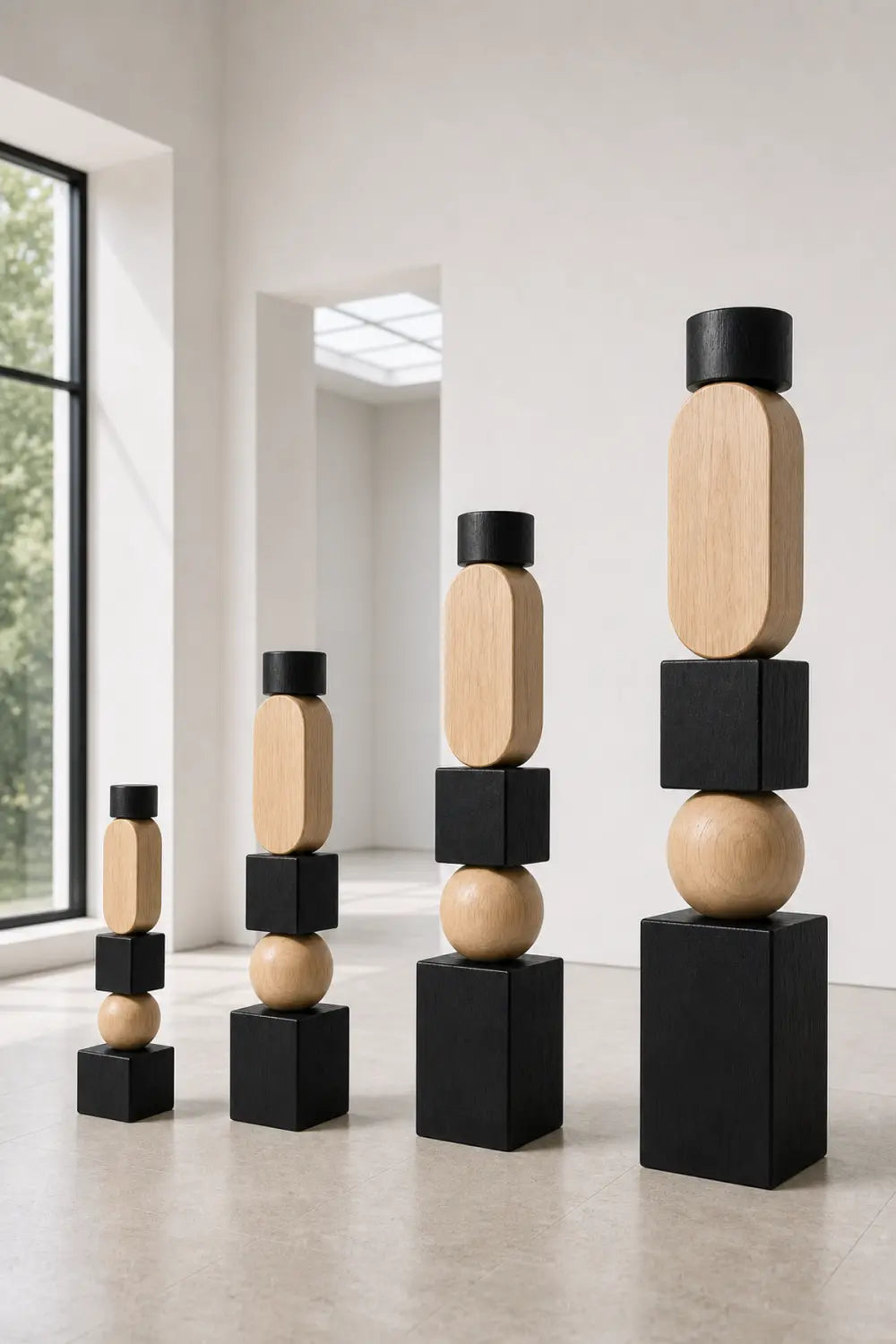 Large Handmade Abstract Wood Sculpture Modern Minimalist Floor Standing Art For Living Room Decor