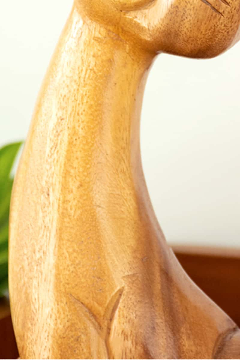 Cat Wood Carving Hand Carving Wooden Art  Wood Sculpture Animal Crafts Wooden Cat Statue