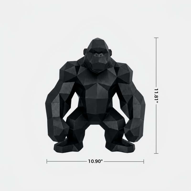 Hand-Carved Geometric Gorilla Wood Sculpture Modern Abstract Animal Art For Home Decor