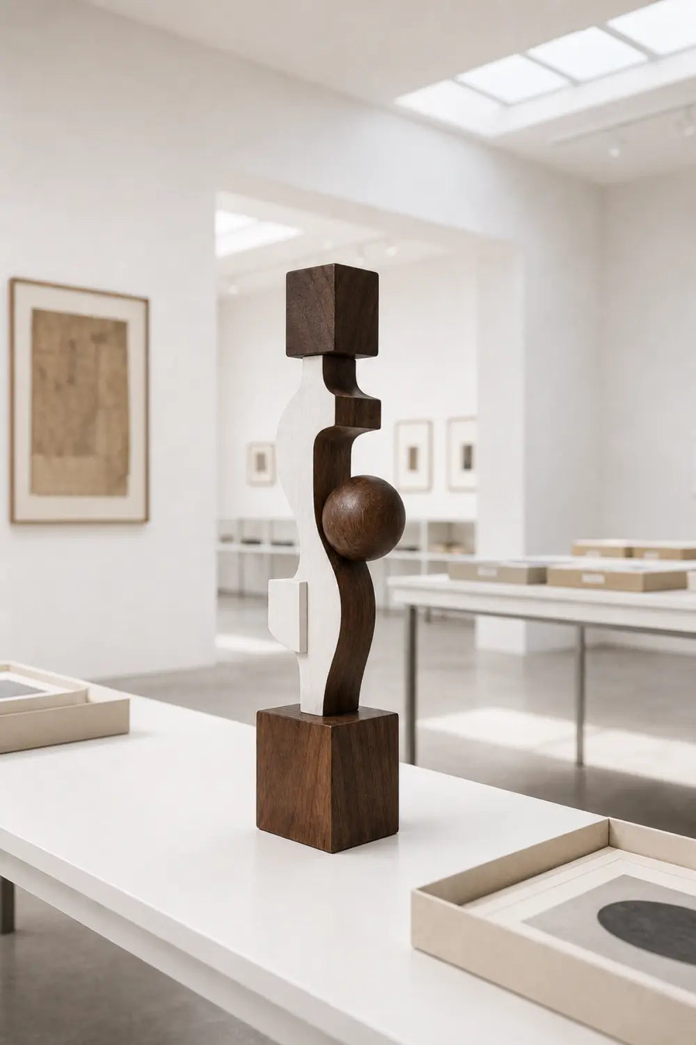Large Abstract Wood Floor Sculpture Modern Minimalist Home Decor Art Piece