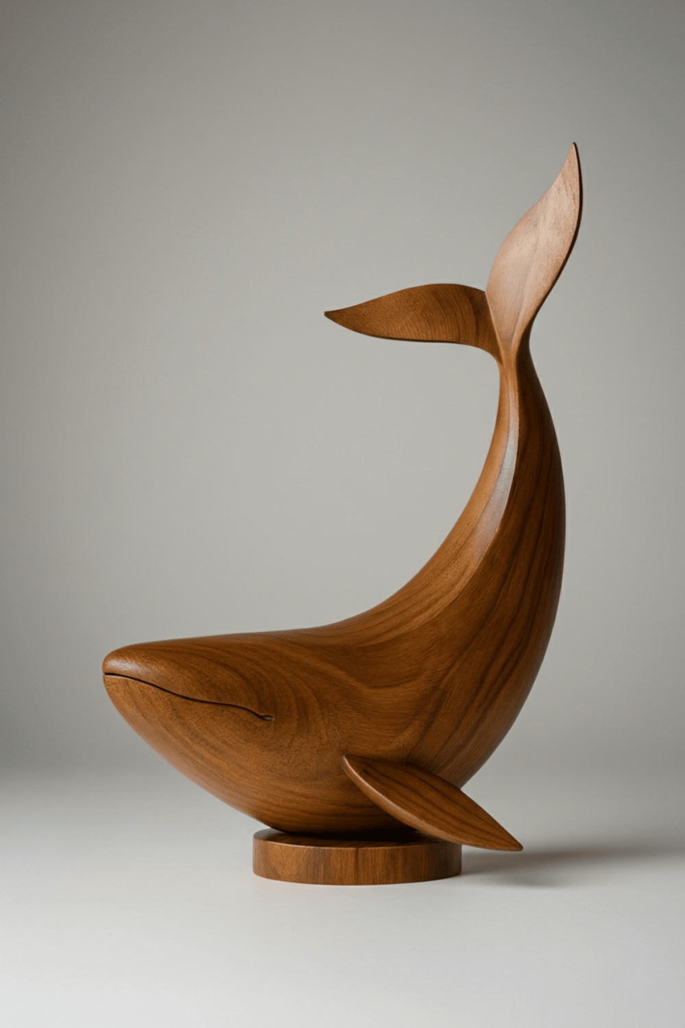 Modern Wooden Fish Sculpture Abstract Handcarved Decor Piece Wood Art