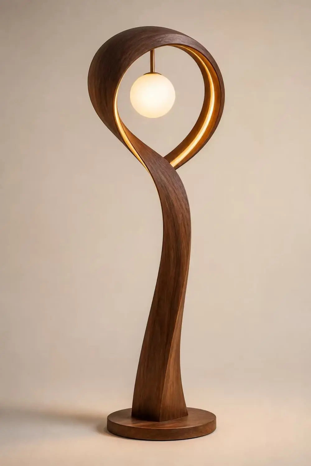 Handcrafted Wooden Floor Lamp With Abstract Curve Design For Contemporary Living Rooms And Bedrooms Decor